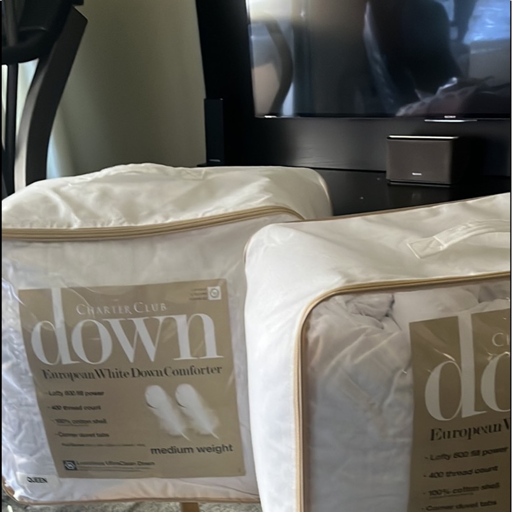Charter Club European White down medium weight size queen